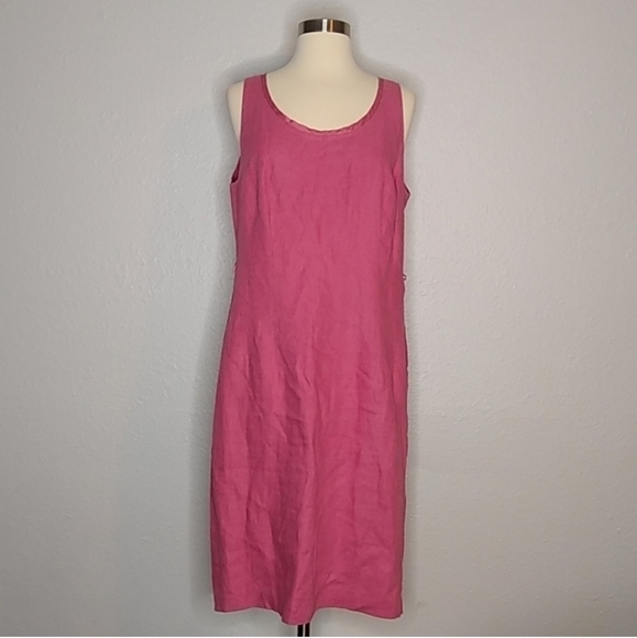 Hugo Boss Solid Rose Pink Linen Shift Dress 10 - Picture 1 of 5